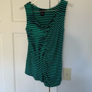 Willi Smith Aqua and Black Striped Tank Top.  Size Medium